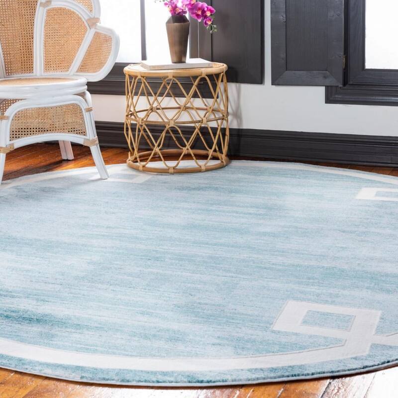 Contemporary Richye Collection Area Rug - Turquoise - 5'3" Round