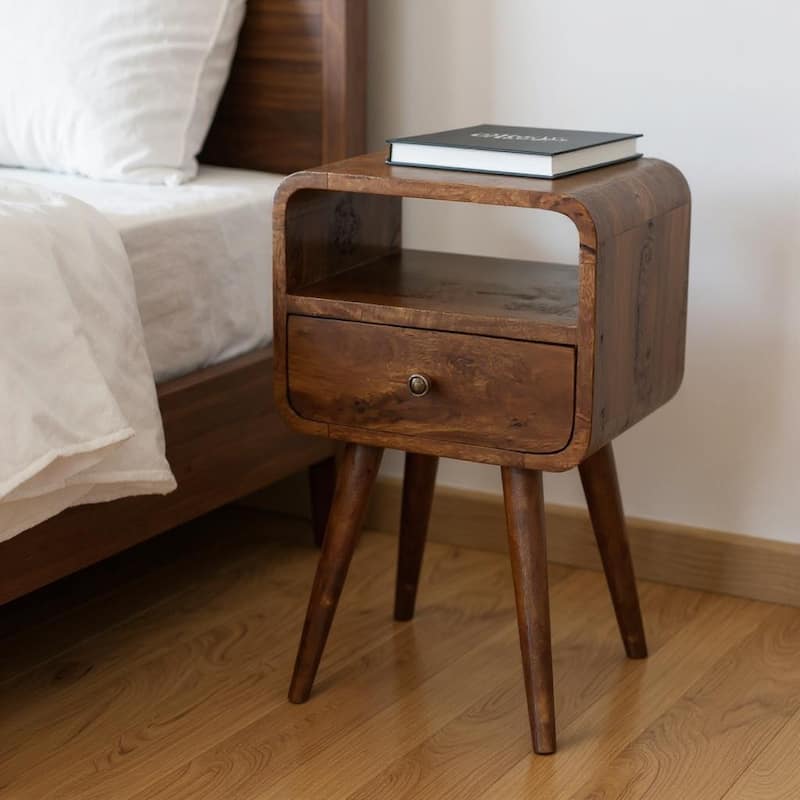 HomeRoots 22" Chestnut Solid Wood Square One Drawer Nightstand - Chestnut - 1-drawer