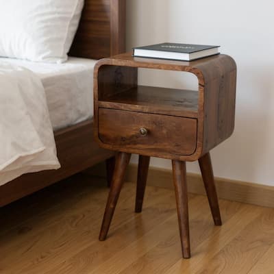 HomeRoots 22" Chestnut Solid Wood Square One Drawer Nightstand