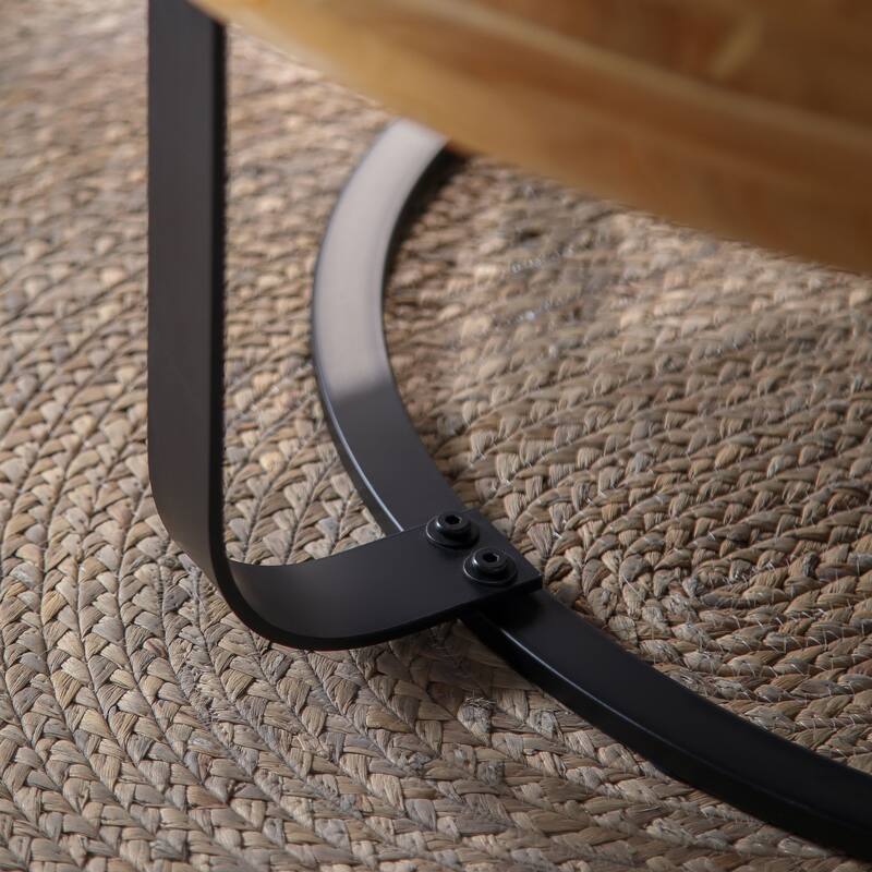 Modern Round Coffee Table Wooden Carving Pattern Coffee Table with Metal Legs, for Living Room Reception Room Office