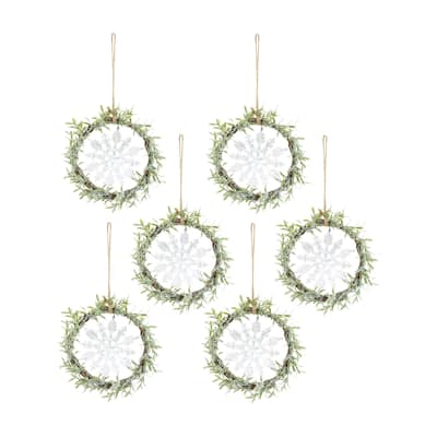 Mini Wreath w/Snowflake (Set of 6)