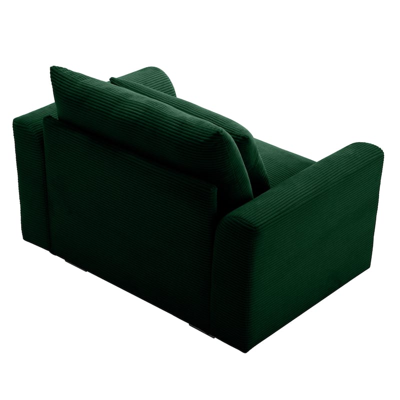 Corduroy Single Sofa Chair, Oversized Deep Seat Accent Couch Chair, Single Chair with Waist Pillow for Living Room, Bedroom