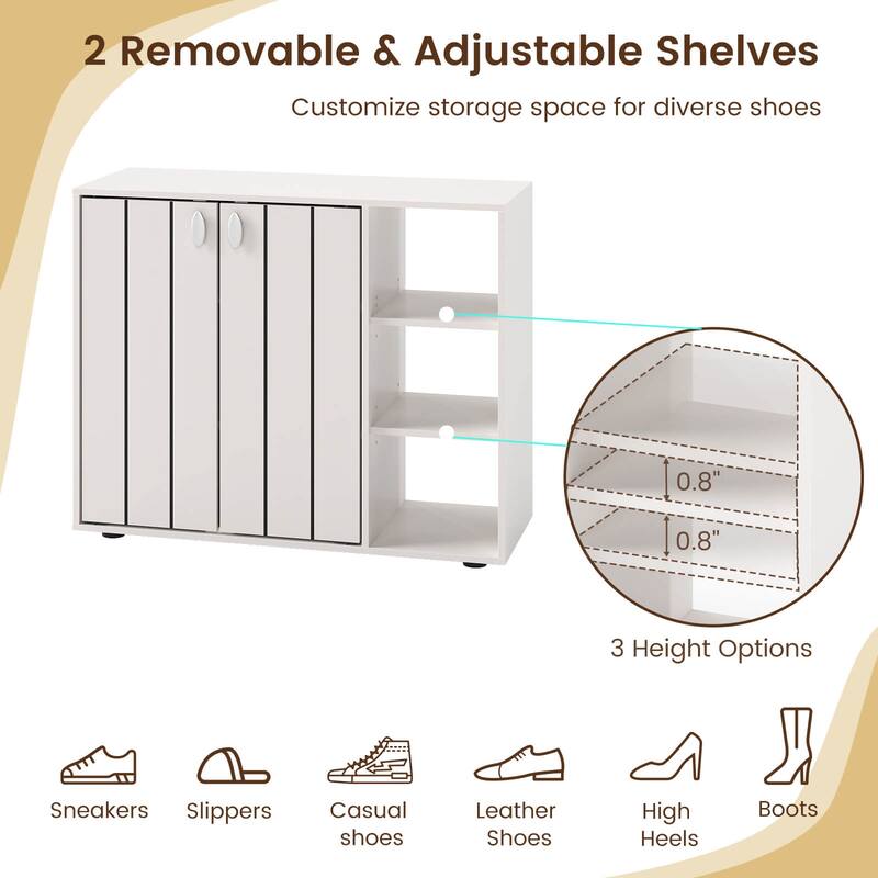 Costway 3-Tier Wooden Shoe Storage Organizer with Doors & 3-Level - See Details