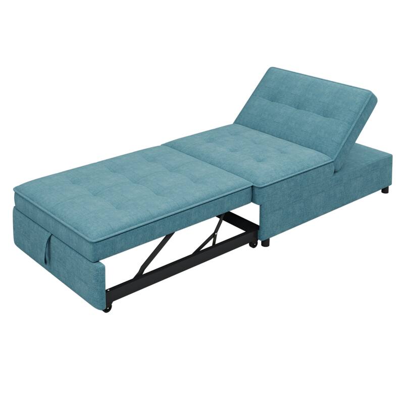4-in-1 Convertible Sofa Chair Bed, Folding Ottoman Bed Armless Sofa Chair with Storage Pocket and USB Port for Living Room