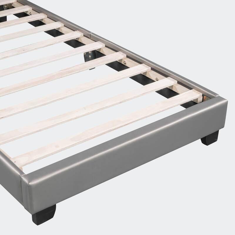 Twin Size Upholstered Leather Platform Bed