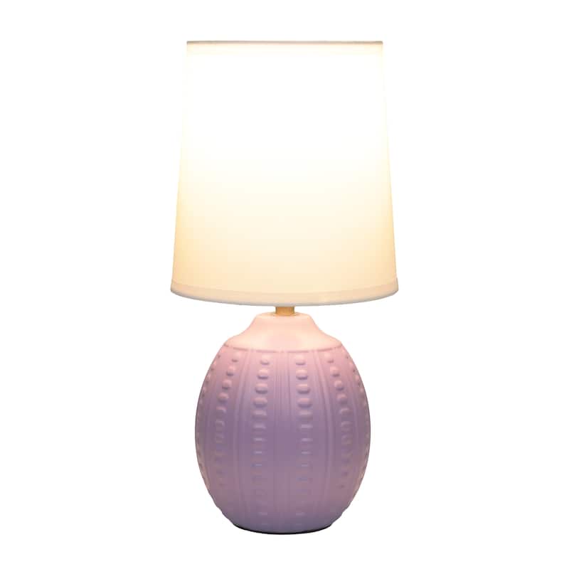 Ceramic Oval Table Lamp with Fabric Shade for Bedroom, Living Room - 6 x 6 x 13 in. (L x W x H)