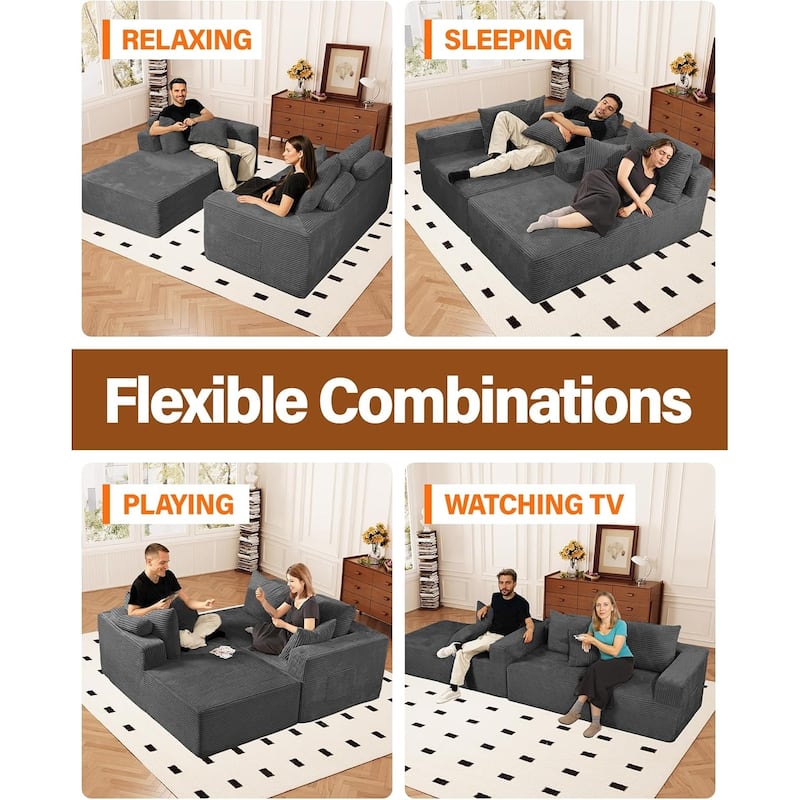 WINSOON 135"x69" Plush Modular Sectional Sofa with Pillows