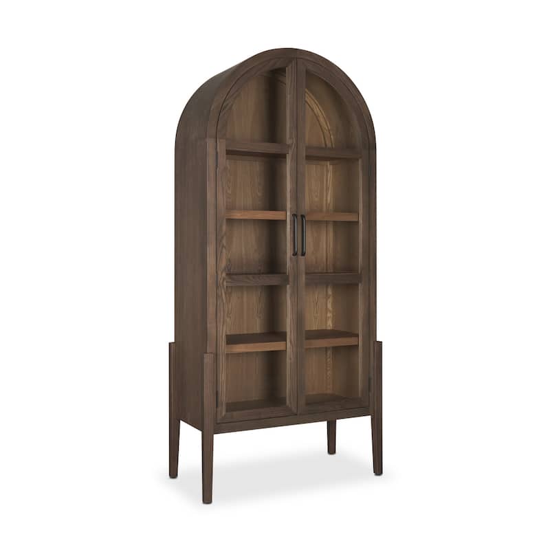 HomeRoots 39" Dark Brown and Light Brown Wood Curio Cabinet With Two Doors
