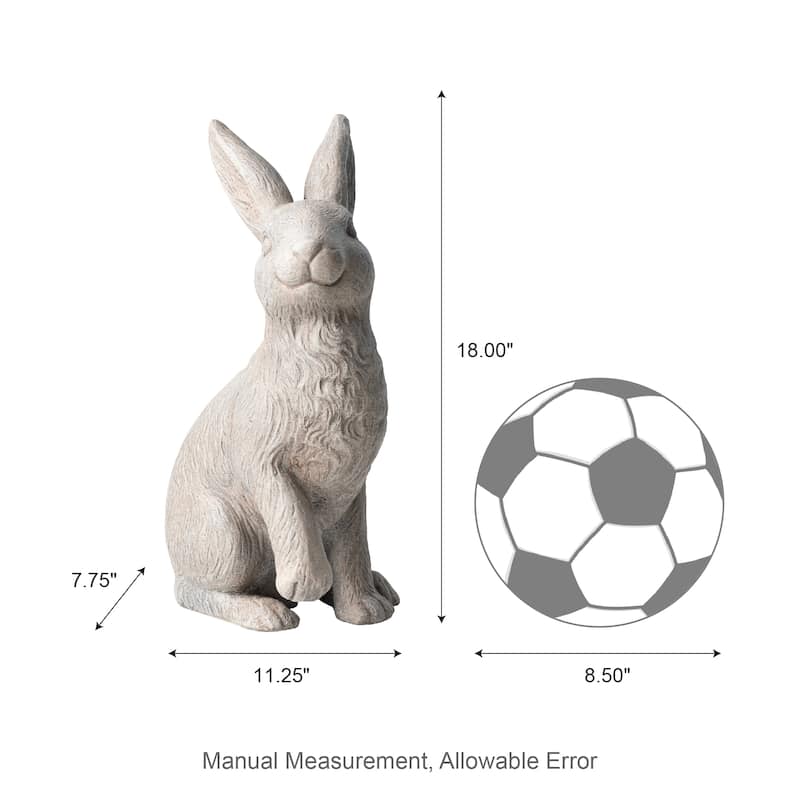 Glitzhome MgO Standing Rabbit Bunny Garden Statue Outdoor Indoor