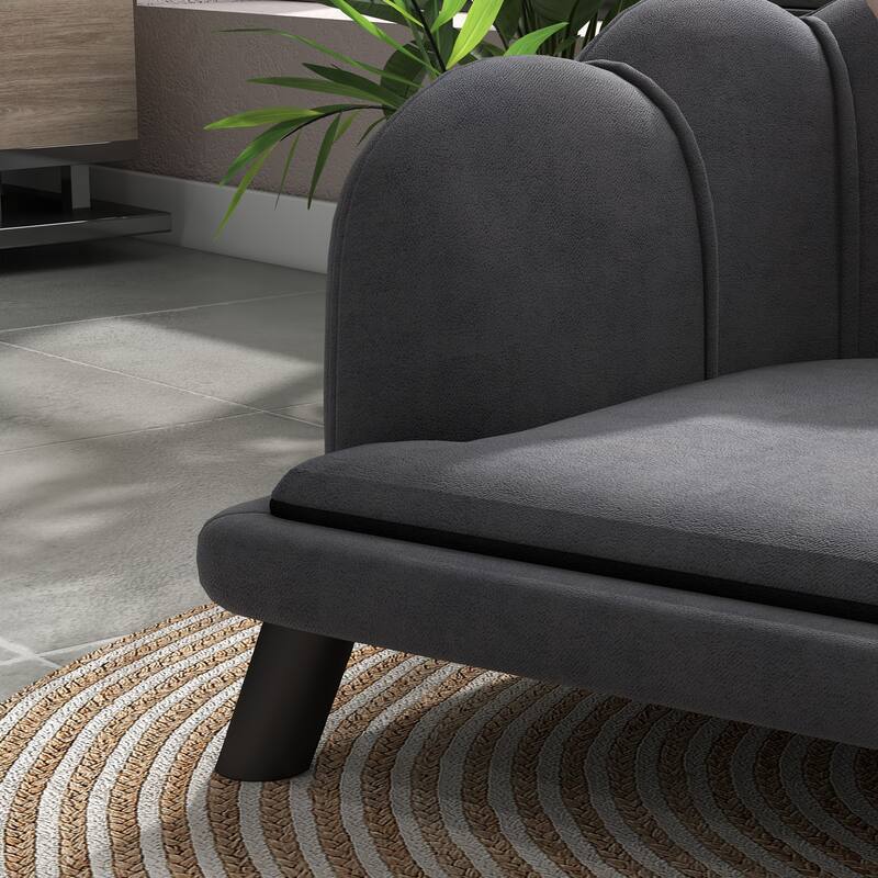 Charcoal Grey Velvet Birch Wood Pet Sofa with Foam Cushion - 38.75" L x 23.75" W x 14" H