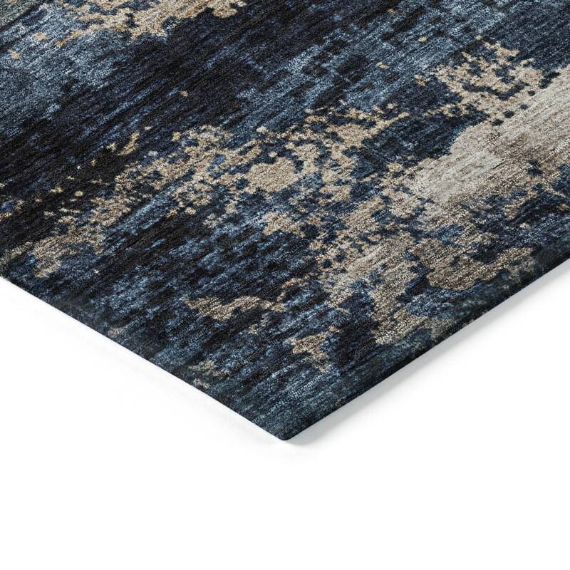 Machine Washable Indoor/ Outdoor Abstract Contemporary Chantille Rug