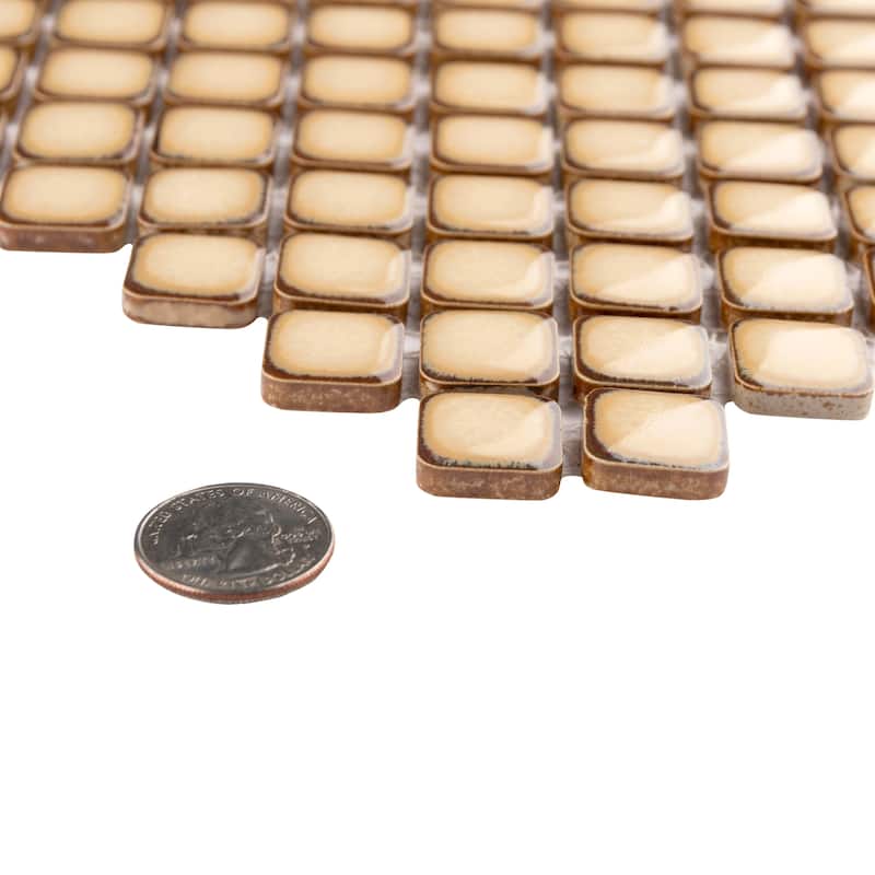 Merola Tile Hudson Diamond Caffe 12-1/4" x 12-3/8" Porcelain Mosaic Floor and Wall Tile
