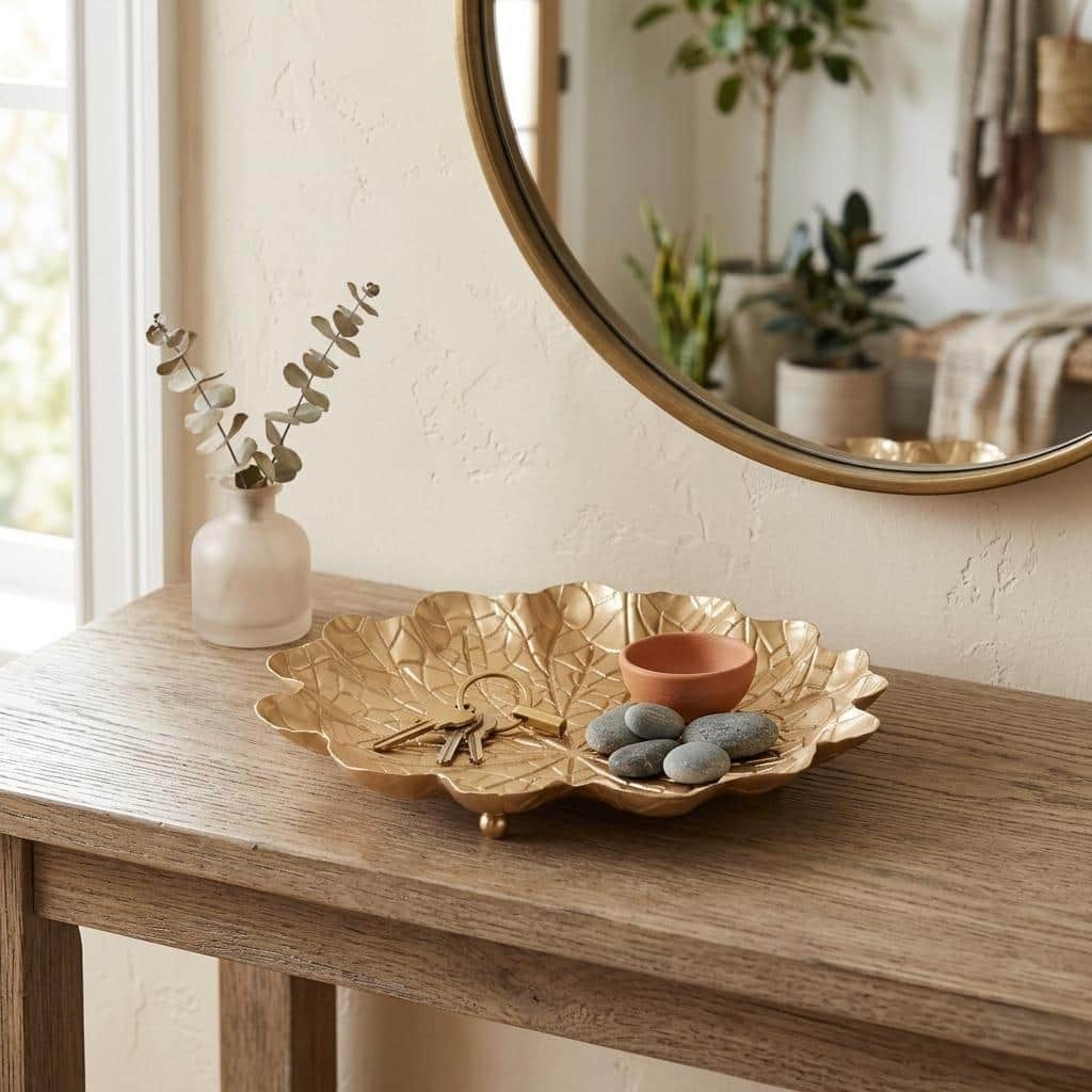 Delphine Gold Metal Lilypad Catchall Tray