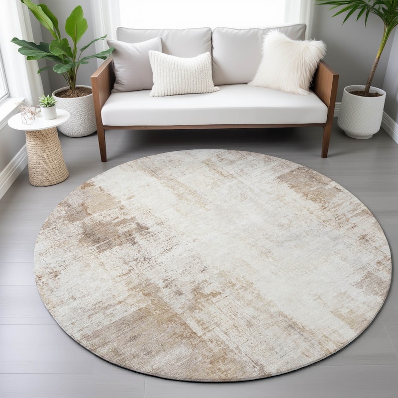 Machine Washable Indoor/Outdoor Abstract Solid Chantille Rug