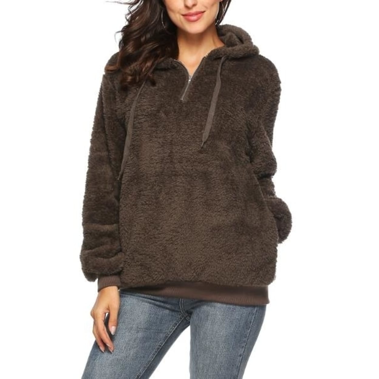 zip up fuzzy hoodie