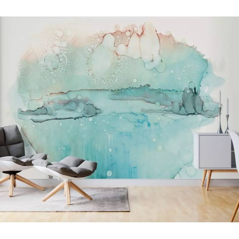 GK Wall Design Brush Soft Blue Splash Abstract Modern Removable Wallpaper