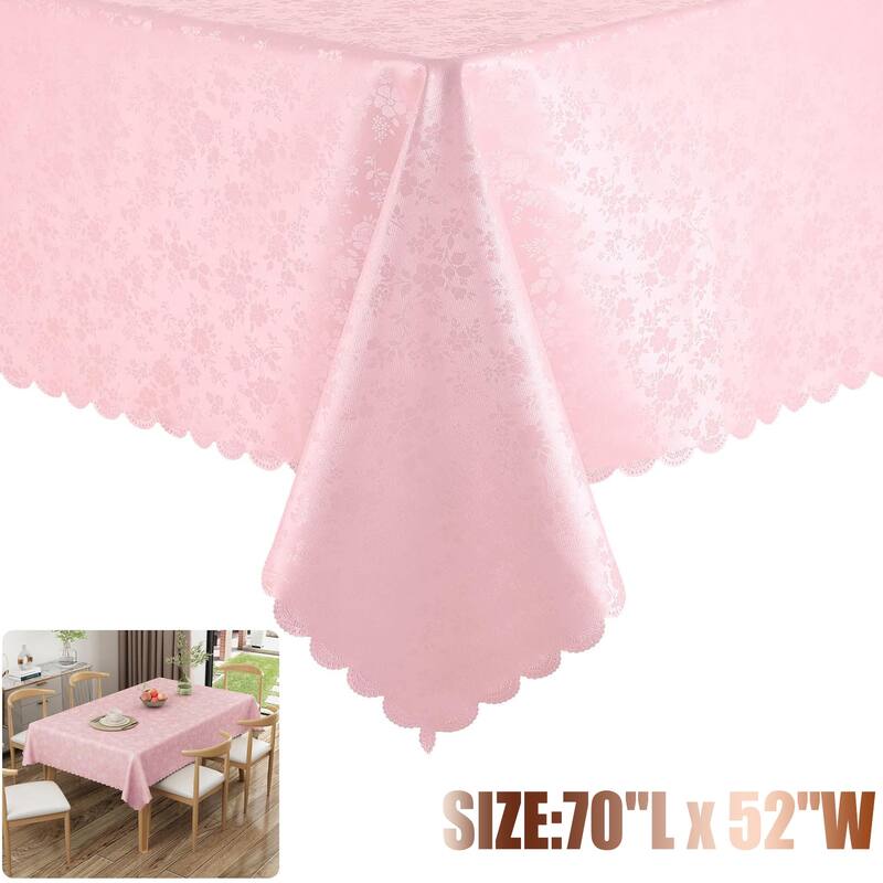 Waterproof Wipeable Vinyl Tablecloth,Rectangle Heavy Duty Table Cloth,70"L x 52"W