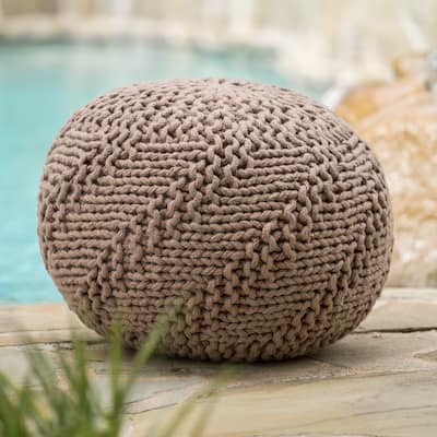 Aria Outdoor Handcrafted Modern Fabric Weave Pouf by Christopher Knight Home