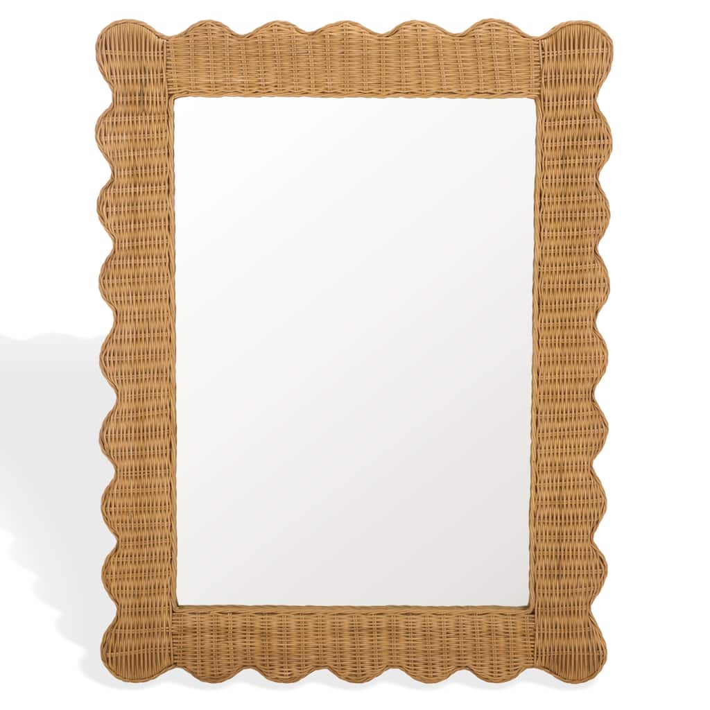SAFAVIEH Couture Glendetta Natural 40.3-inch Vertical Rectangle Rattan Mirror - 30.5"W x 1.5"D x 40.3"H