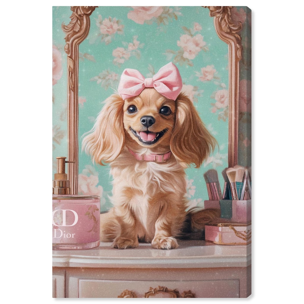 Cute Doxxie at the Vanity Canvas by Art Remedy, Gallery Wrapped