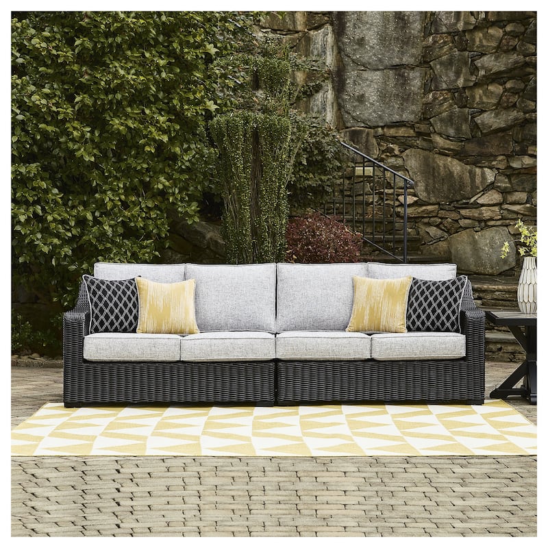 Beachcroft Outdoor Left and Right Arm Facing Loveseats - Black/Light Gray