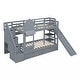 preview thumbnail 6 of 50, Twin-Over-Twin Castle Style Bunk Bed with 2 Drawers 3 Shelves and Slide