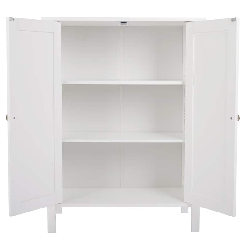 White Double Doors Adjustable Freestanding Bathroom Cabinet - 23.62" x 11.81" x 31.50"