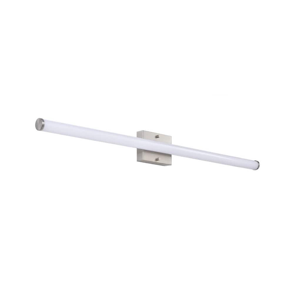 36"w 1-Light LED Round Linear Bath Vanity Light Brushed Nickel Finish