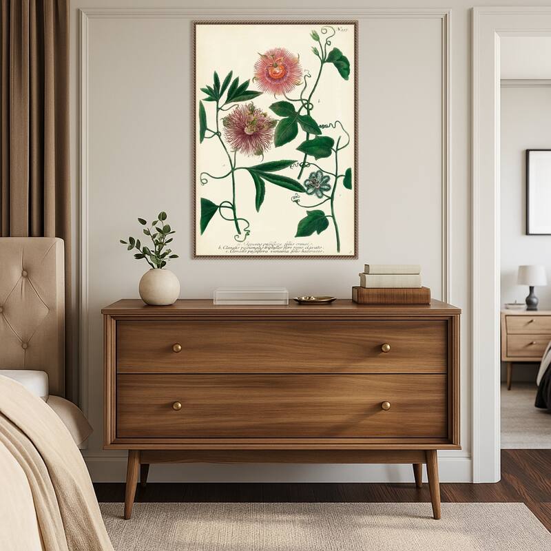 Antique Passion Flower No. 1 by Johann Wilhem Weinmann Framed Canvas Wall Art Print