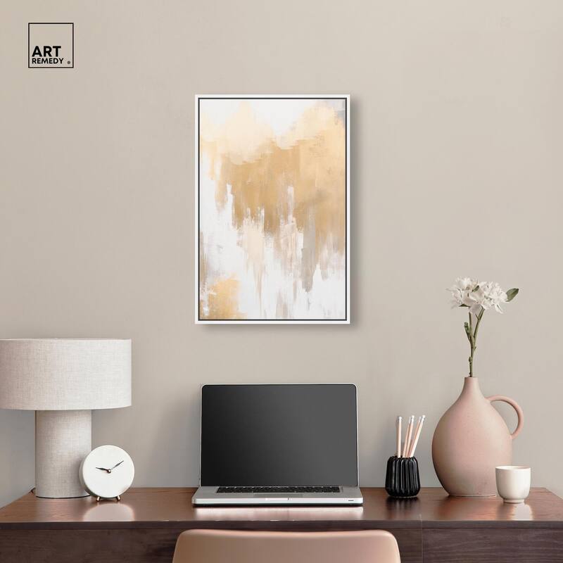 Soft Grey Glam Gold Canvas by Art Remedy