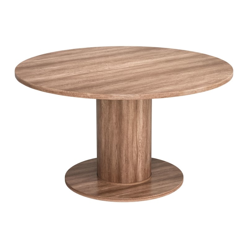 HomeRoots 54" Natural And Black Round Convertible Game Table - 54.00 in. x 32.70 in. x 54.00 in.