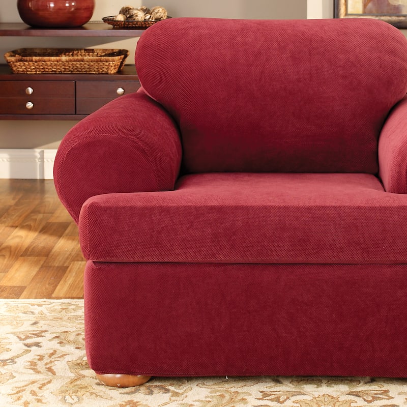SureFit Stretch Pique 2 Piece T Cushion Chair Slipcover