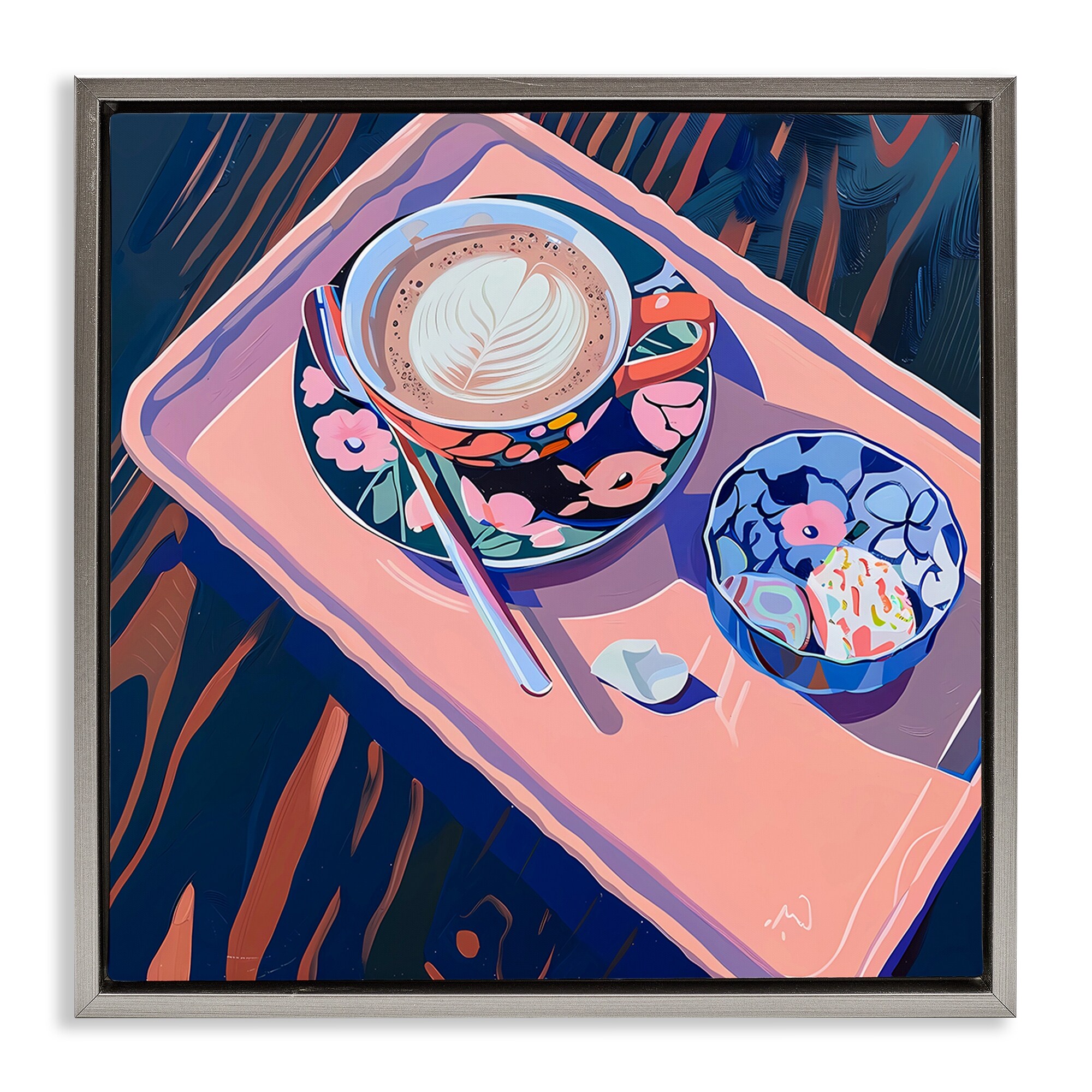 Stupell Vibrant Modern Latte Tray Framed Floater Canvas Wall Art Design By Walker Noble