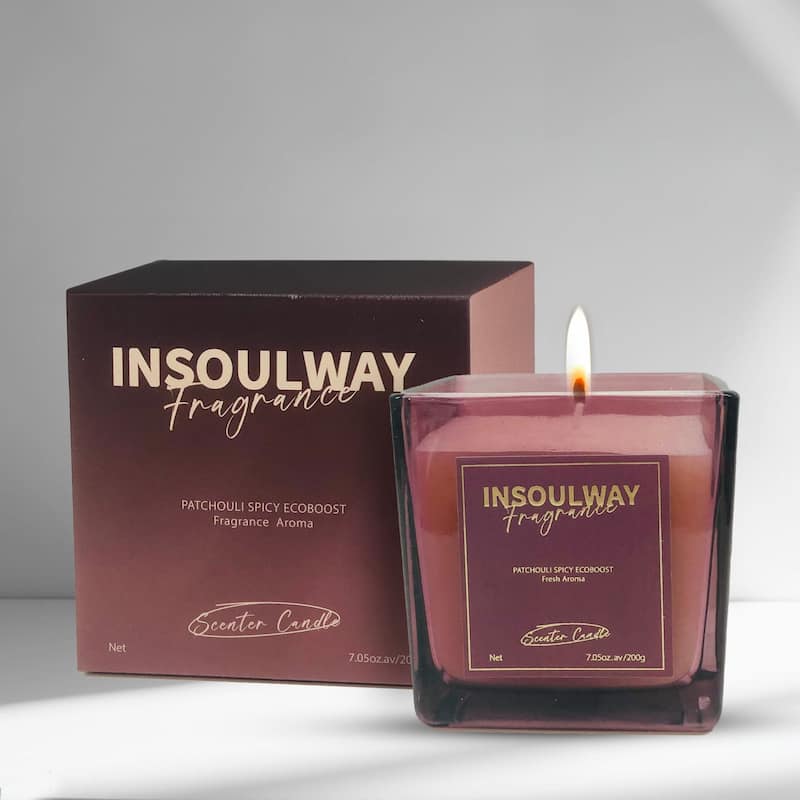 Purple Patchouli Scented 8oz Candle in Elegant Glass Jar by Aria Home