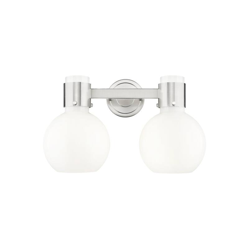 Innovations Lighting 464-2W-10-16 Lawton Sphere Vanity Lawton Sphere 2 - Brushed Satin Nickel / Gloss White