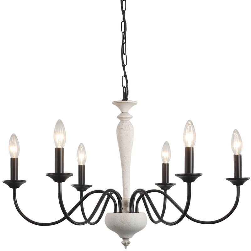 6-Light 27.95-inch Industrial Candle Chandelier Light for Bedroom Foyer