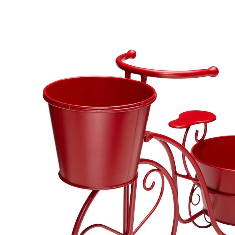 Glitzhome 21.5"L Spring Farmhouse Metal Bicycle Planter Stands Flower Pot Cart