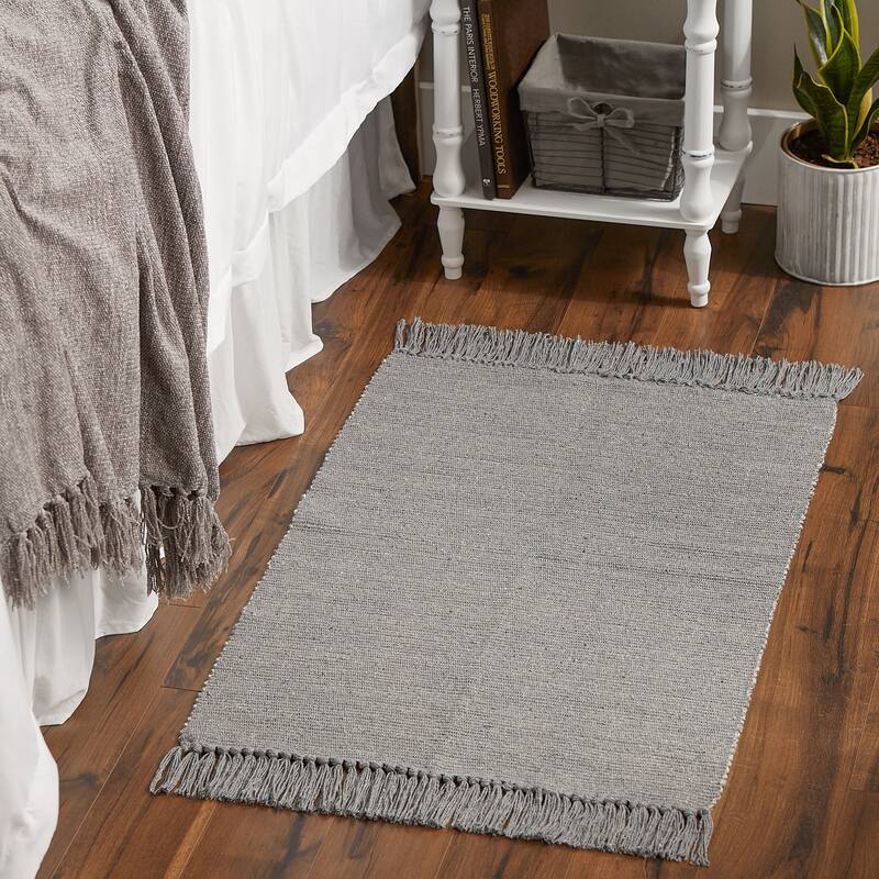 DII Gray and Off White 2-Tone Ribbed Rug 2x3 Ft - 24.0 In. L X 36.0 In. W X 0.2 In. H