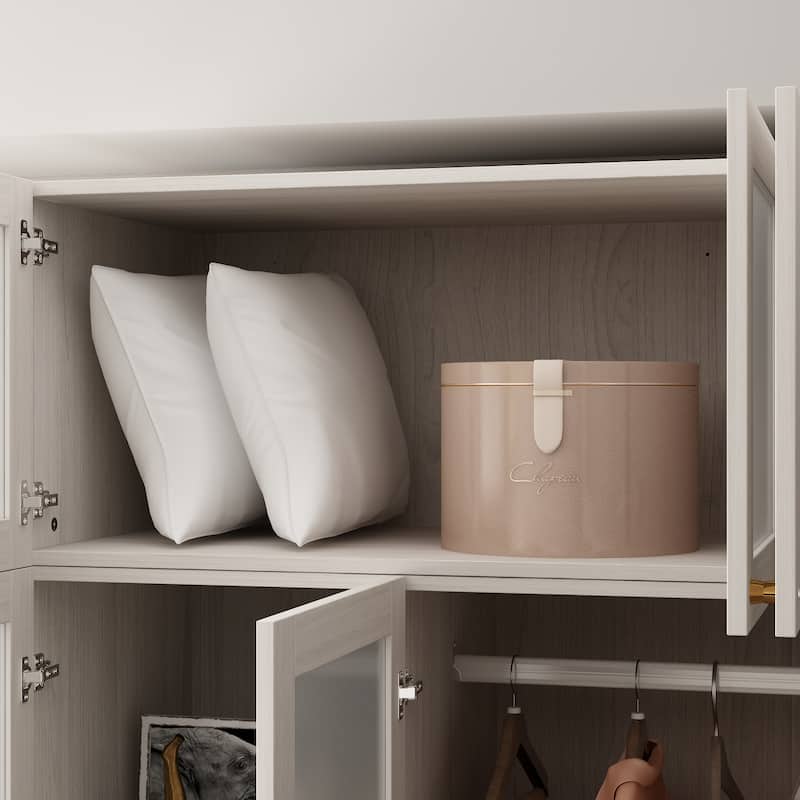 Modular Modern Glass Door Wardrobe:Storage Closet Solution Armoire