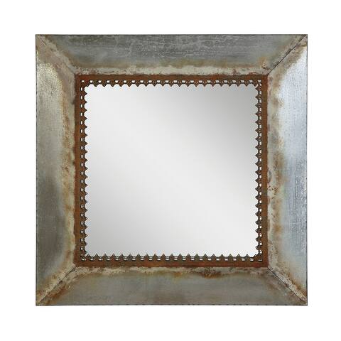 Square Metal Framed Mirror - Galvanized