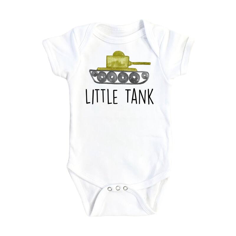Military Tank - Baby Boy Girl Clothes Infant Bodysuit Funny Cute Newborn - Natural - 0-3M