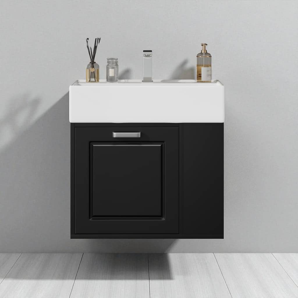 21.8" Wall-Mounted Floating Bathroom Vanity, Ceramic Sink, Soft-Close Drawer, Adjustable Shelf, Toilet Paper Holder