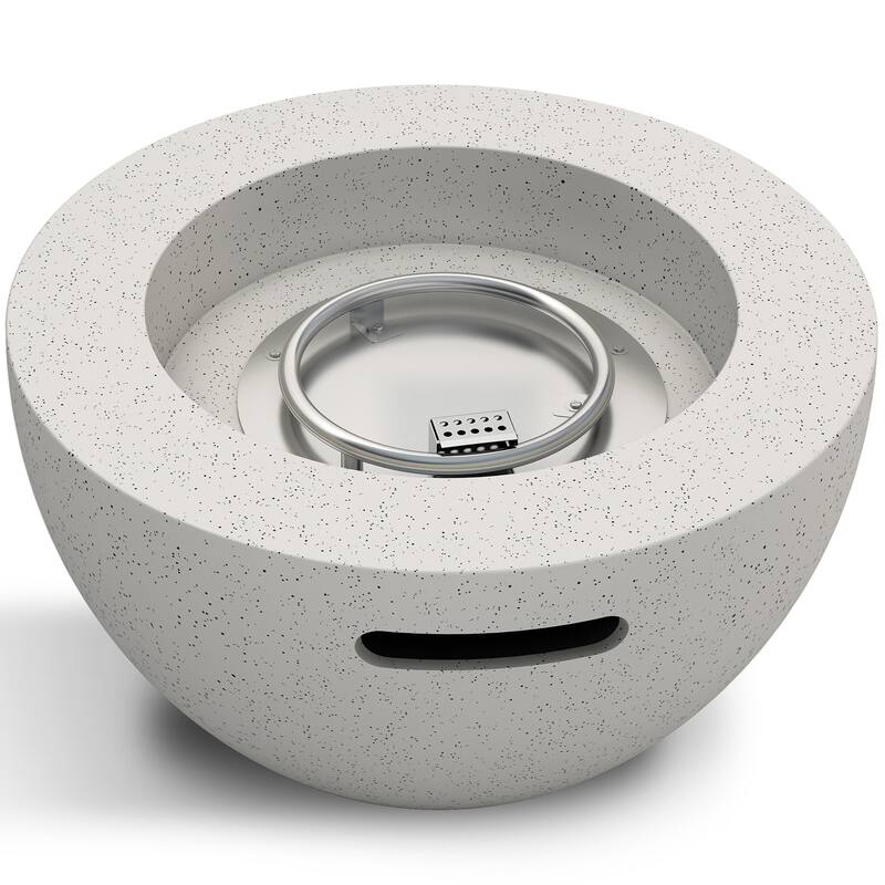Kante 25"W Round Eco-Friendly Propane Gas Modern Smokeless Bowl Fire Pit Table with Weather Resistant Cover, 50,000 BTU - Off-White