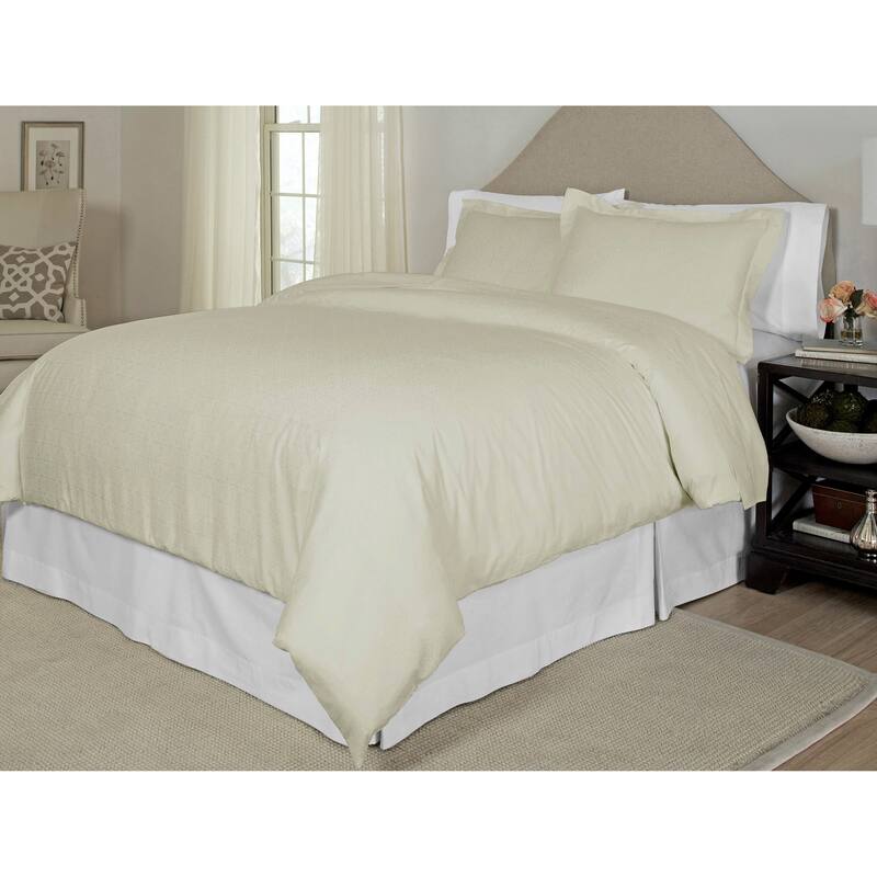Pointehaven Tone-on-tone Printed 3-piece Duvet Set - Full - Queen/Full/Queen - Bone