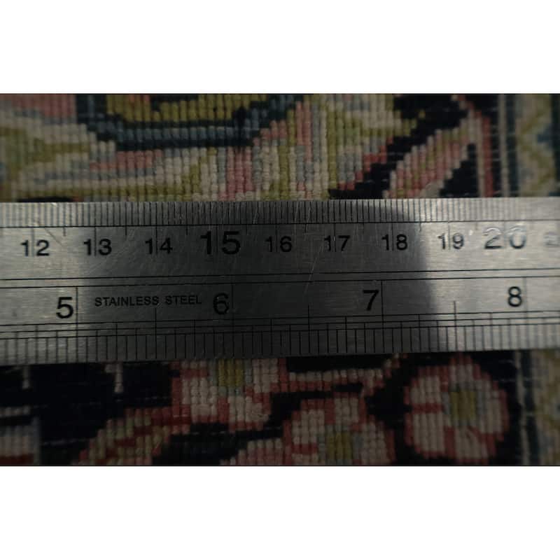 Hand Knotted Oriental Silk Carpet Traditional Floral Peach Kashmir Area Rug - 8' 0'' X 5' 8''