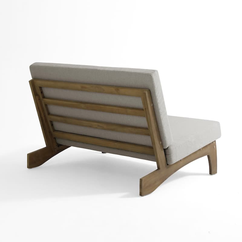 4 Piece Outdoor Wood Loveseat Chair Conversation Set with Cushion