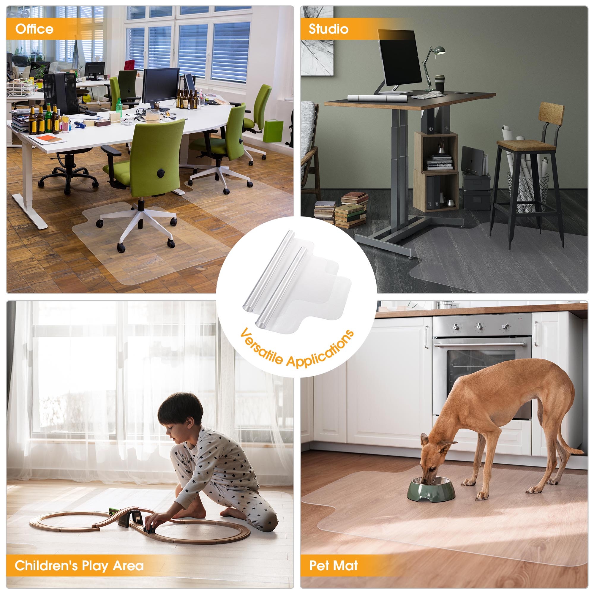 Yescom 48 x 36 Clear PVC Floor Mat Protector w Lip 1.5mm Thickness for Home Desk Office Chairs On Sale Bed Bath Beyond 40163758
