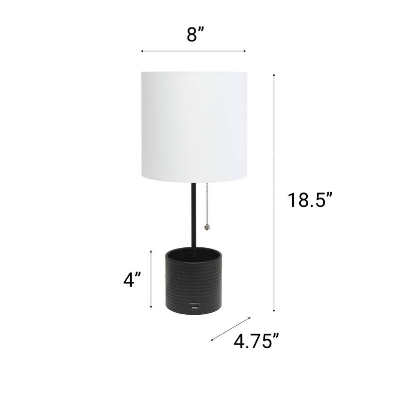 Metal Table Lamp with USB Charging Port - 18.5" - Black and White