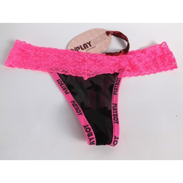 Shop Playboy Bunny Head Women S Sheer Lace Neon Thong Underwear