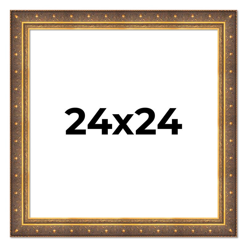 24x24 Frame Vintage Gold Solid Wood Picture Frame | 2.5 Inch Moulding